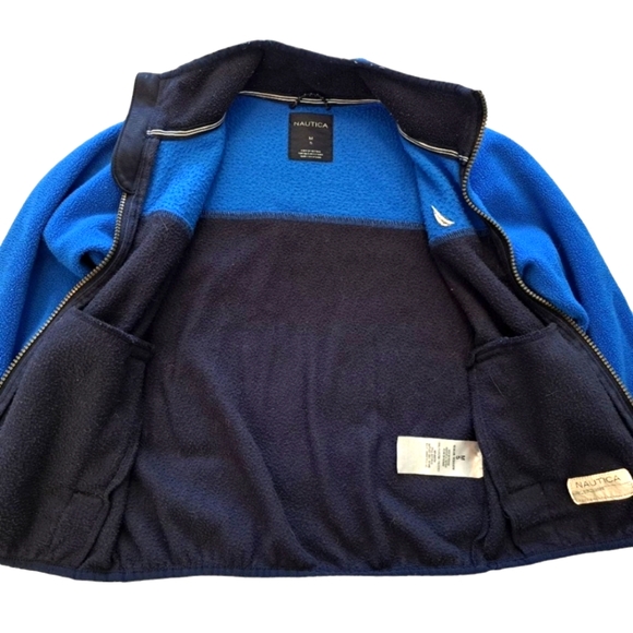 Nautica Fleece Blue Colorblock Full Zip Jacket Size 5 - Picture 3 of 5